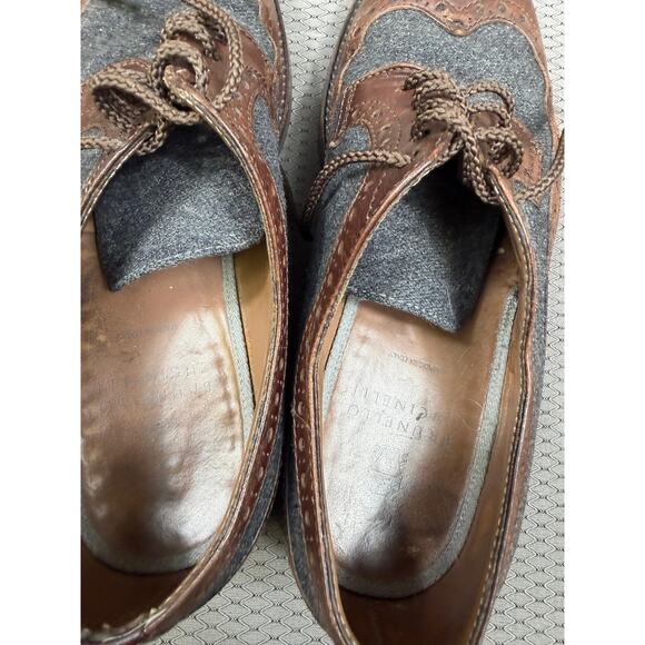 Brunello Cucinelli Shoes Mens Size 9 Brown Leather Wingtip Brogue Oxford Italy main image 10